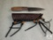 New Burlwood handle stainless fixed blade skinner with leather sheath