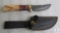New custom Damascus fixed blade skinner with leather sheath