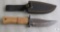 New custom Damascus fixed blade skinner with leather sheath