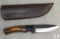 New custom D2 stainless fixed blade skinner with leather sheath