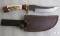 New custom D2 stainless fixed blade skinner with leather sheath