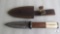 Custom Damascus double edged dagger with leather sheath