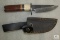 New custom Damascus fixed blade skinner with leather sheath