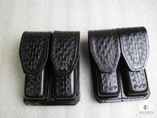 2 new Hunter leather double mag pouches fits staggered mags like Beretta 92,96 Ruger P95, 93 Glock