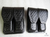 2 new Hunter leather double mag pouches fits staggered mags like Beretta 92, 96, Ruger P95, 93 Glock