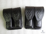 2 new Hunter leather double mag pouches fits staggered mags like Beretta 92,96 Ruger P95, 93 Glock