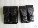 2 new Hunter leather double mag pouches fits staggered mags like Beretta 92, Ruger, Glock