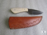 New bone handle fixed blade skinner with leather sheath
