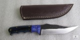 New custom D2 stainless fixed blade skinner with leather sheath