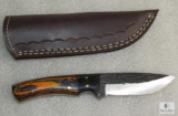New custom D2 stainless fixed blade skinner with leather sheath