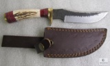 New custom D2 stainless fixed blade skinner with leather sheath