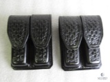 2 new Hunter leather double mag pouches fits staggered mags like Beretta 92, Ruger, Glock