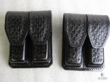 2new leather double mag pouches fits staggered mags like Beretta 92, Ruger, Glock