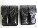 2 new Hunter leather double mag pouches fits staggered mags like Beretta 92, Ruger, Glock