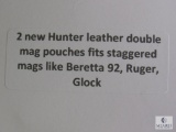 2 new Hunter leather double mag pouches fits staggered mags like Beretta 92,96 Ruger P95, 93 Glock
