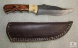 D2 stainless cutom fixed blade skinner with leather sheaath