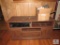 Entertainment Console Cabinet (pressboard type) & Magnavox VCR and Lot of Tapes