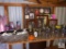 Shelf Lot Mason Jars, Glass Bottles, Paint, Picture Frames, Oil Lamps