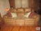 Faux Leather Reclining Sofa Couch with Accent Pillows