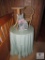 Small Round Accent Table with Fabric Cover, Wood Plant Table, Wicker Doll chair & Cat Doorstop