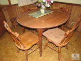 Round Wood Dinner Dinette Table and 5 Chairs