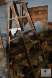 6' Wood Ladder and Shop Bench Contents