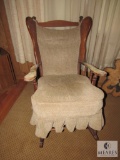 Vintage Wood Rocker Rocking Chair with Cushions