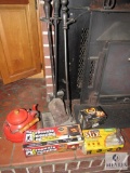 Lot Fireplace Poker Set, Duraflame Stix, Sweeping Log, & Metal Kettle