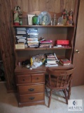 Wood Desk Hutch with Chair & Craft and Sewing SupplyContents