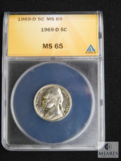 ANACS Graded - 1969-D Jefferson Nickel MS65