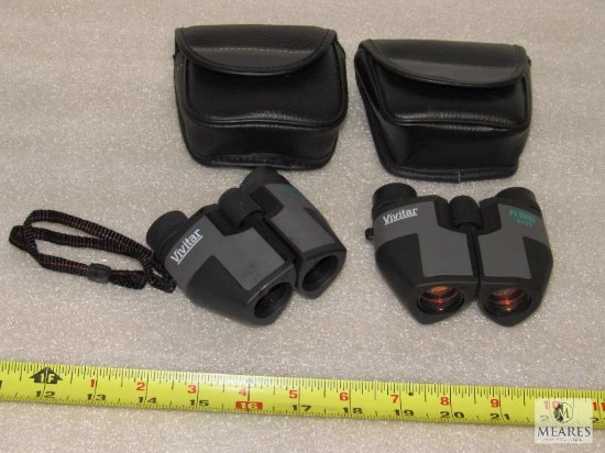 Lot 2 Vivitar PV Series 8x22 Binoculars Compact with Cases