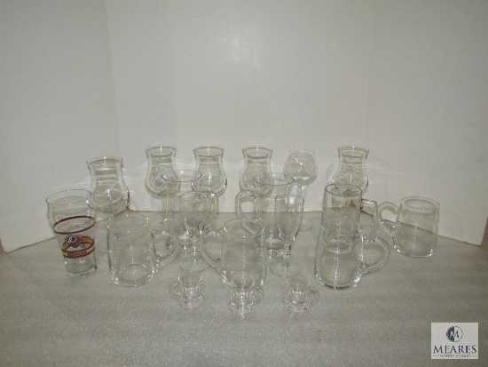 Lot Various Glasses, Stemware, Beer Mugs, Champagne, Wine, Shot Glasses