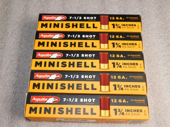 Lot 100 Aguila Minishell Shotgun 12 Gauge Shells 1-3/4" 7.5 Shot