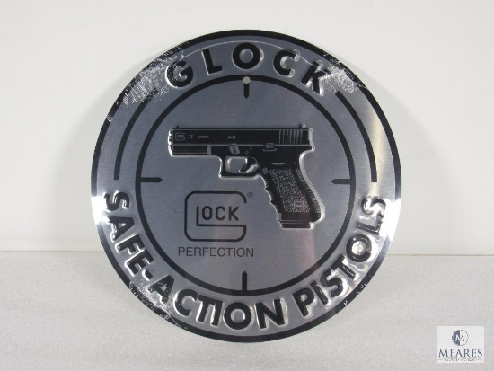 New 12" Diameter Glock Perfection Pistol Embossed Tin Sign