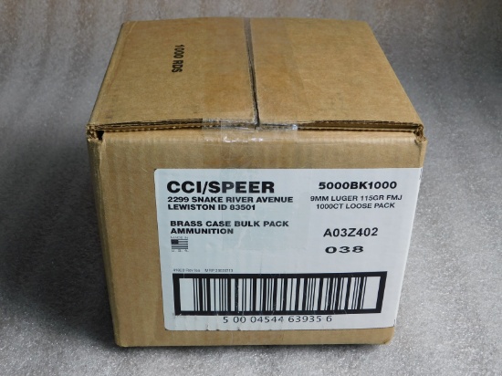 Bulk Pack 1000 Rounds CCI/Speer 9mm Luger Ammunition 115 Grain FMJ Ammo