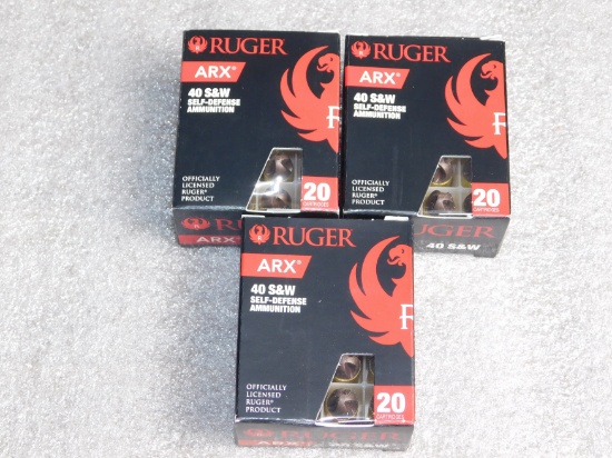 60 Rounds Ruger .40 S&W ARX Self Defense Ammunition 97 Grain Ammo