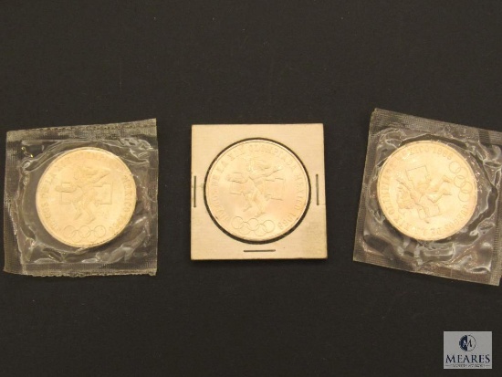 Lot of (3) 1968 Mexican Olympic Coins - 0.720 Silver each