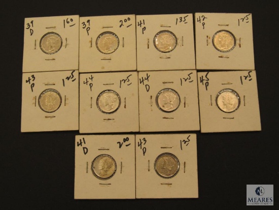 Lot (10) Mercury Dimes