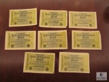 Lot of (8) German August 1923 Behn Millionen Mark Currency