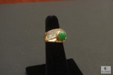 18K Gold Ring, Possible Diamond and Jade