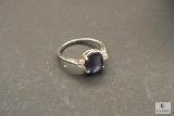 14K White Gold Ladies Ring with Diamonds and Possible Sapphire