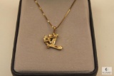 14KT Yellow Gold Chain with L Pendant