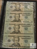 World Monetary Exchange Uncut Sheet of $20 Notes