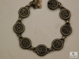 Sterling Silver Medallion Bracelet marked Sterling