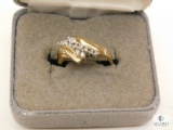 Ladies Gold Ring marked 14k FTK - size 8 - with Clear Stone possibly Diamonds