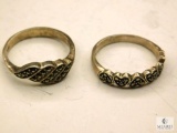 Lot of (2) Sterling Silver Bands marked 925 - both size 9