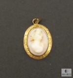 Yellow Gold Cameo Charm Pendant marked 10K