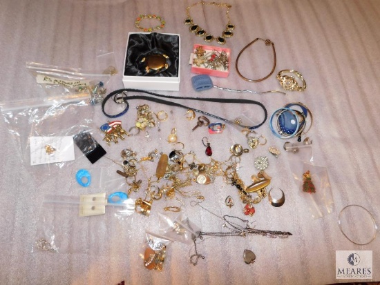 Large lot Costume Jewelry Pins, Charms, Bracelets, Necklaces, Earrings +