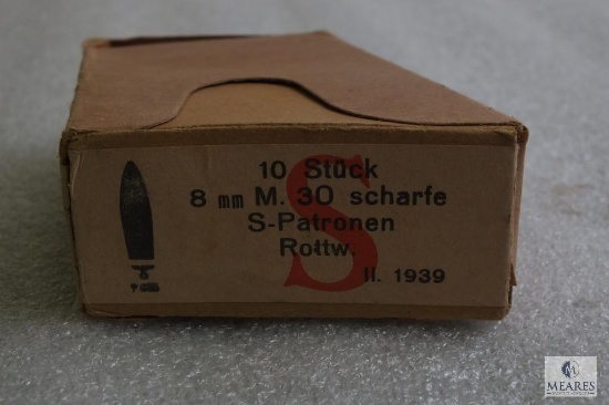 Rare 10 rounds 8x56r M30 ammo enbloc magazines fits Steyr M95 Nazi marked head stamp 1938 production