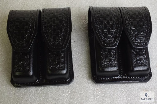 2 new Hunter leather double magazine pouches fits Glock, Ruger, Beretta 92 and similar